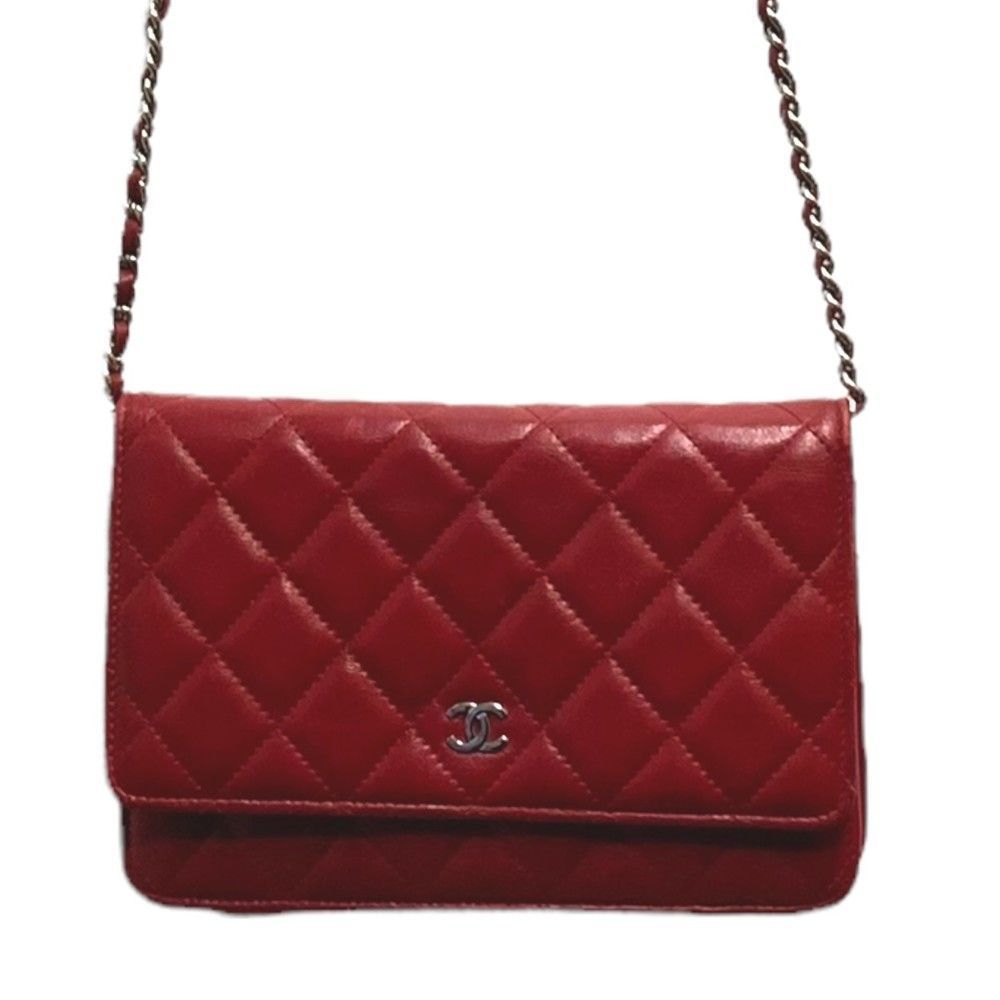 Chanel Matelasse Chain Shoulder Red Wallet Shoulder Bag - Picture 1 of 3